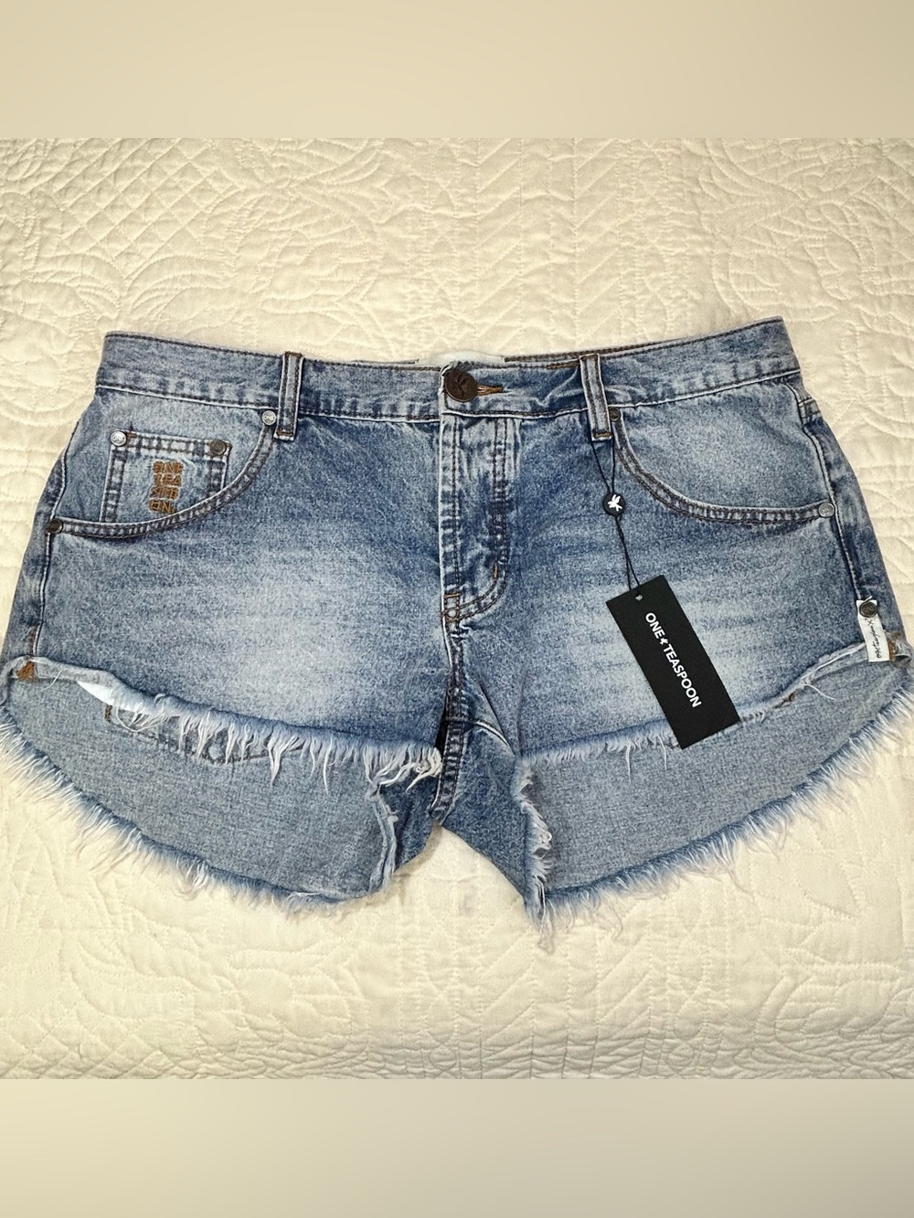 NWT One Teaspoon Dukes Denim Blue Lilac Jean Shorts Women’s Size 31